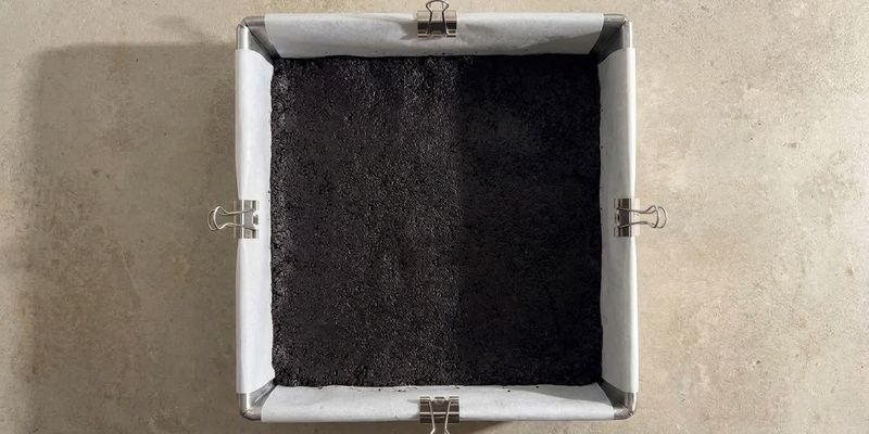 Base compacta de galleta Oreo lista en el molde